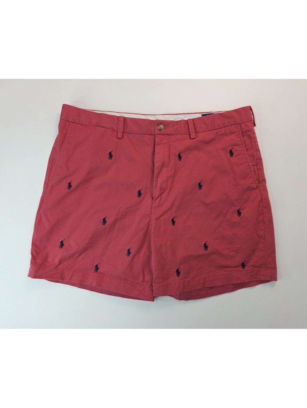 Polo Ralph Lauren Salmon Pink Red AOP Pony Logo Chino Shorts Mens Size 38